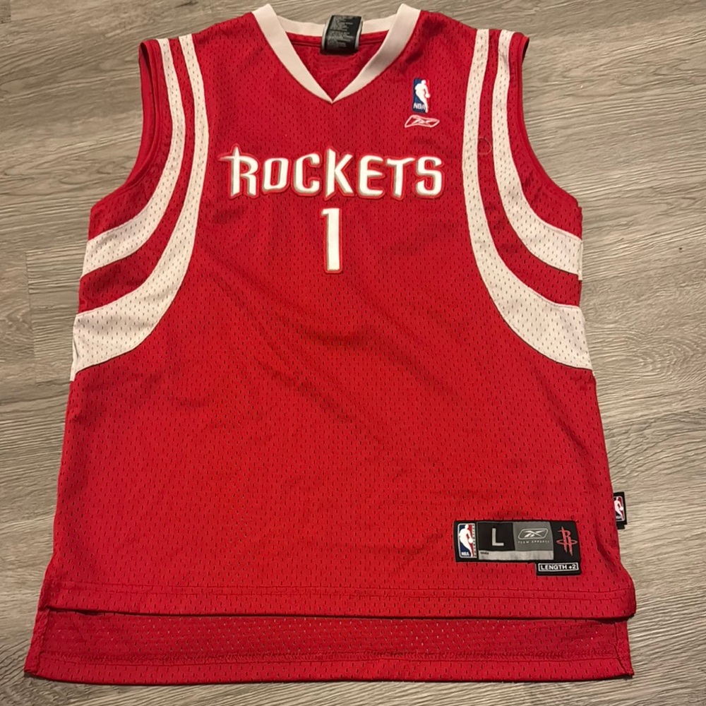 Mcgrady #1 throwback Reebok Red and White Basketball Jersey